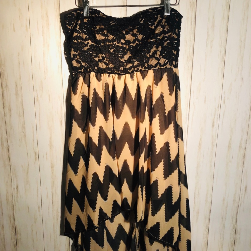 Lacey top high low hem dress. Size M
